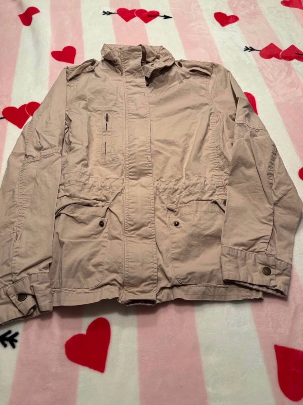 Lightweight Beige Women's Military-Style Field Jacket